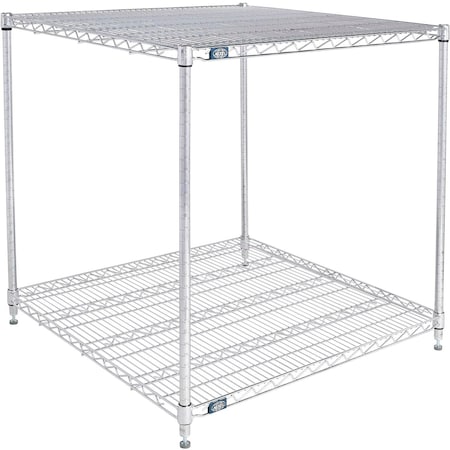Nexel 2 Shelf, Chrome Wire Shelving Unit, Starter, 36inW x 36inD x 34inH B3124457
